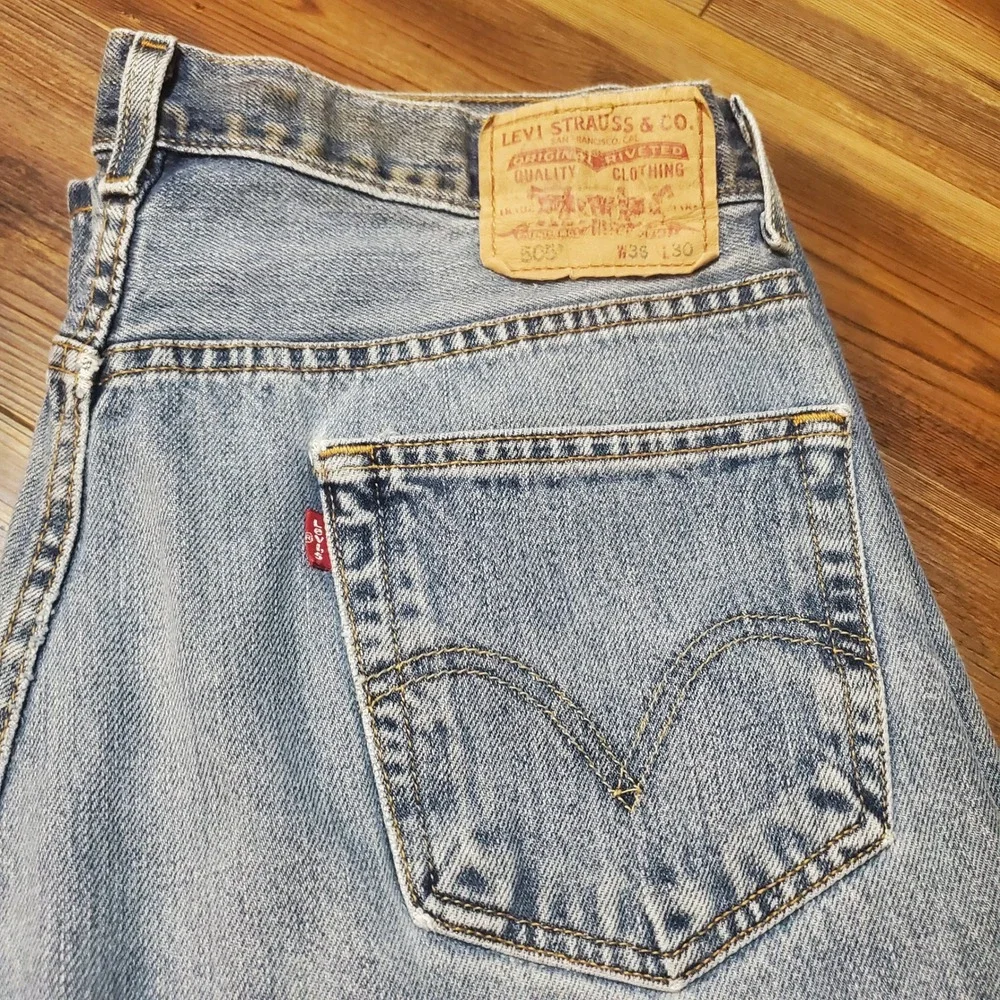 Levi 505 Regular Fit Jeans Bundle Lot Mens 36x30 Vintage Distressed Light Wash
